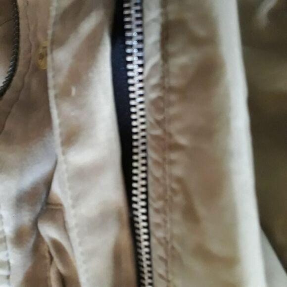 London Fog Coat Insulated Lined Zip Up Mock Neck Drawstring Waist Tan Sz S - Picture 12 of 13